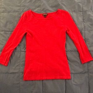Express Red 3/4 Length Sleeve Sweater - XS